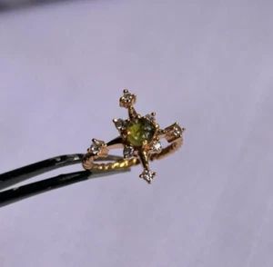 Anillo Moldavita Plata de Ley 925 Hecho a Mano Piedra Redonda Joyería tamaño 4 a 11 - Imagen 1 de 8