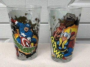 2 Marvel Comics Avengers Thor Hulk Captain America Tumbler Drinking Glasses 16oz - Picture 1 of 7