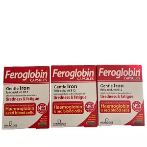 3 x Box Vitabiotics Feroglobin B12 Slow Release Capsules 30 - Iron Pack 3 - Picture 1 of 2