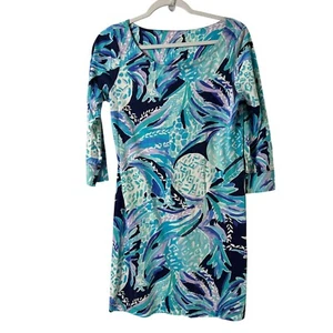 Lilly Pulitzer Hollee Shift Dress Size M Blue Alotta Colada Cut Out 30059 - Picture 1 of 13