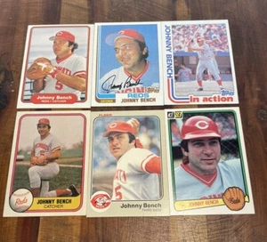 Johnny Bench 1981-83 6 Lot Topps, Fleer & Donruss Free Shipping - Picture 1 of 10