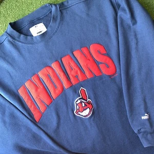 Vintage Cleveland Indians Sweater Puma Mens Size L Large MLB 1999 Stitched - Picture 1 of 7