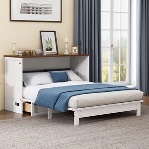 Solid Pine Murphy Bed Chest with Charging Station and Large Storage Drawer for H - Picture 1 of 12