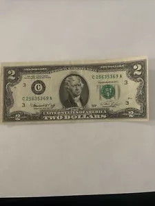 1976 $2 Dollar Bill Error (Miscut/Misaligned) C Note - Picture 1 of 2