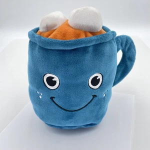 Taza de cacao azul caliente peluche juguete taza malvaviscos cara sonriente 9" suave regalo - Imagen 1 de 7