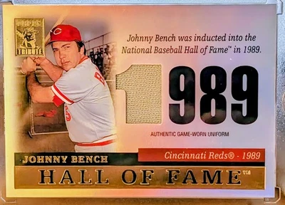 2004 Topps Tribute 1989 HOF Tribute Game Worn Jersey TR-JB2 Johnny Bench Reds SP - Image 1 of 2