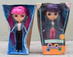 2 Vintage Little Big Eyes Doll Color Changing 2001 Pink Purple Hair Street Wise - Picture 1 of 17