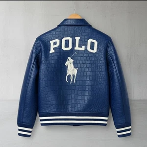 Polo Ralph Lauren Lederjacke mit Kroko-Prägung echtes Rindsleder - Bild 1 von 4