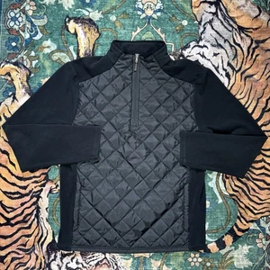 RLX Ralph Lauren Brushback 1/4 Zip Hybrid Quilted Jacket Pullover Black Large - Picture 1 of 6