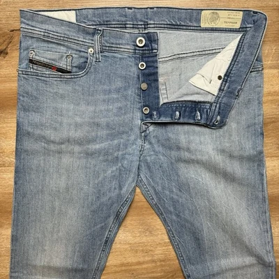 Diesel Jeans Hombres 34x34 Azul Tefphar Slim Zanahoria Elastizado Denim Pantalones Patinador 081AL Foto 1 de 4