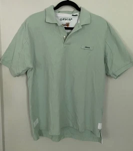 Orvis hellgrünes 3-Knopf Baumwoll Logo Gr. M robust Freizeit Reise Poloshirt - Bild 1 von 12