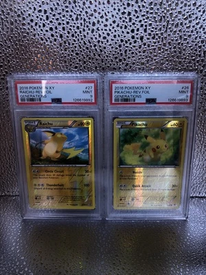 2016 XY Generations Raichu & Pikachu Reverse Holo #27 & #26 PSA 9 Seq. Set - Image 1 of 4