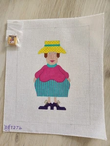 Shop Till You Drop~Shopping Lady~Old Bag~Needlepoint Canvas & Embellishment  - Picture 1 of 1