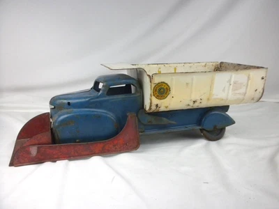 Vtg Marx Lumar Contractors Front Loader Shovel Dump Truck Pressed Steel 1940s - Image 1 of 4