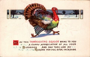 POSTCARD THANKSGIVING TURKEY - VERSE - 1923 - Imagen 1 de 2