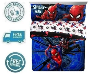 New Spiderman Kid Full Bed in-a Bag Comforter Bedding Sheet Pillowcase 5pc Set - Picture 1 of 6