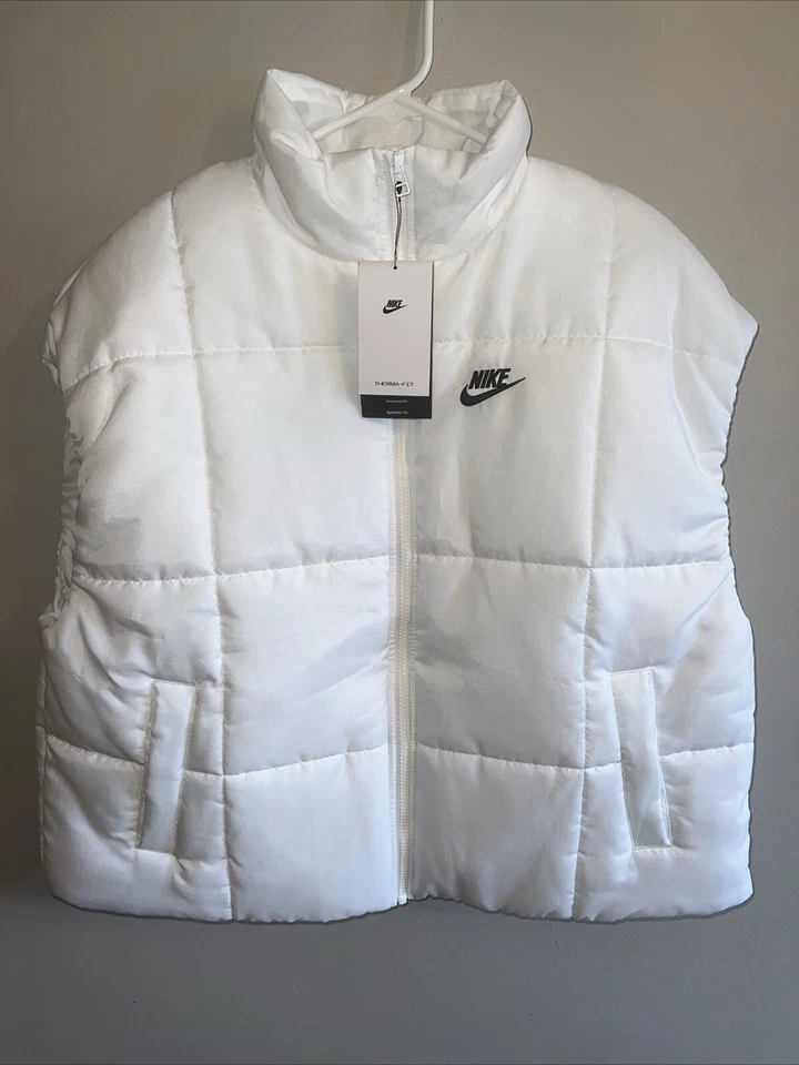 Nike Sportswear Women’s Puffer Vest Therma Loose Fit FB7679-100 White Size Large