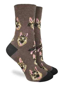 Deutscher Schäferhund Crew-Damensocken Größe 9-11 braun Good Luck Hund Mode neu - Bild 1 von 1
