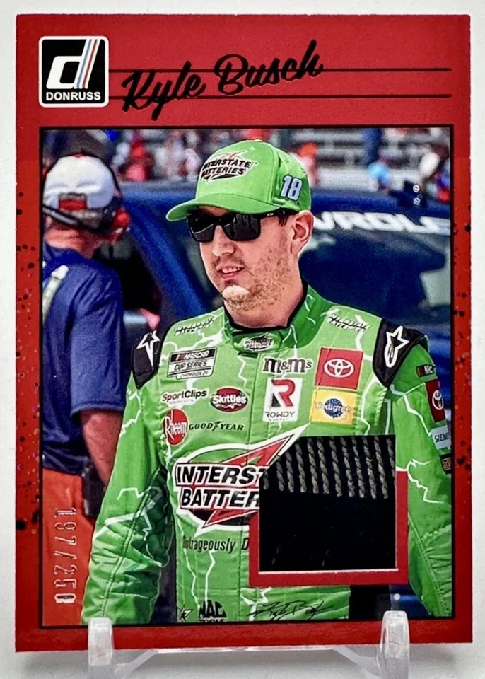 2023 Donruss Racing Kyle Busch Race Worn Retro Relic Card #R90R-KB Red /250 SP! - Image 1 of 2