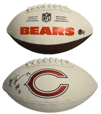 Brian Urlacher Signed Chicago Bears Football Logo HOF 18 insc Beckett - Image 1 of 3