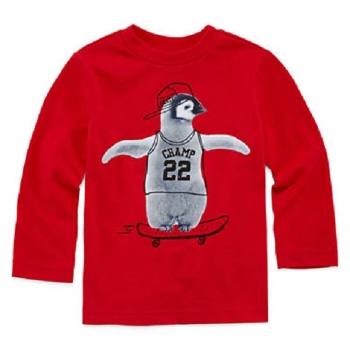 Camiseta roja pingüino monopatín fotoreal Okie Dokie bebé niño 24 meses Foto 1 de 1