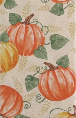Mantel trasero franela vinilo hojas de vid calabazas cosecha otoño tamaño variado Foto 1 de 4