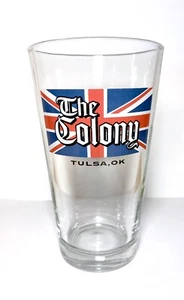 The Colony pint glass, Tulsa Oklahoma Bar Beer Boulevard Brewing Company UK Flag - Picture 1 of 2