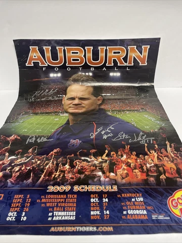 Auburn Tigers 2009 Football Poster Signed By Rod Bramblett Stan White Paul Ellen Cover