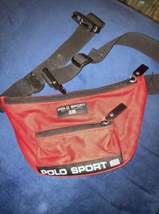 Vintage Polo Ralph Lauren Polo Sport Red Fanny Waist Pack Side Bag 19” - Picture 1 of 8