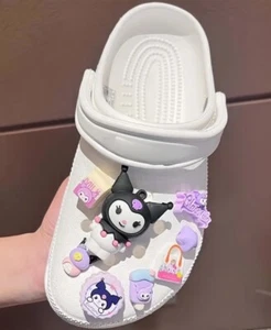 Sanrio Kuromi Adorable Shoe Jibbitzs Set Charms Lots of 8pcs NEW - Picture 1 of 2