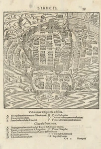 Calaris Sardiniae Caput. Cagliari, capoluogo della Sardegna. Mappa M�NSTER 1572 - Foto 1 di 1