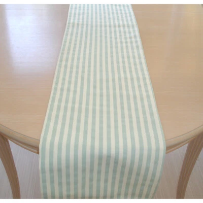 Striped 5ft Table Runner 60" Duck Egg Blue Cream Stripes 150cm Coffee Table - Image 1 of 3