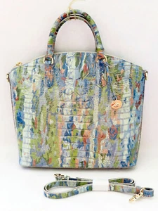 BRAHMIN Rare WATER LILY ABSTRACT WATERCOLORS BLUE GREEN PINK Lg DUXBURY NWT - Picture 1 of 10