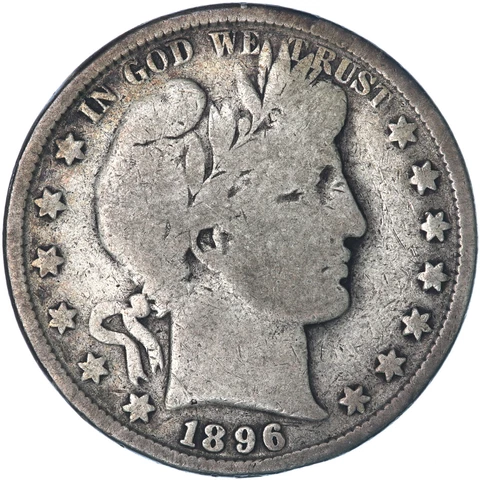 1896 (P) Barber Half Dollar 90% Silver Very Good VG See Pics U673 Cover