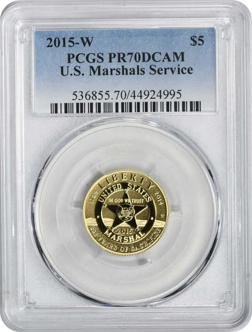 2015-W U.S. Marshals Service Commemorative $5 Gold PR70DCAM PCGS Cover