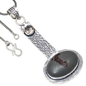 Pendant Designer Jasper Gemstone Handmade Gift For Her Silver Jewelry 2.75" - Bild 1 von 7