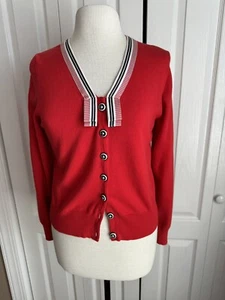 1990’s HWR Sweater L Nautical Button Red Cardigan Long Sleeves New Other - Picture 1 of 3