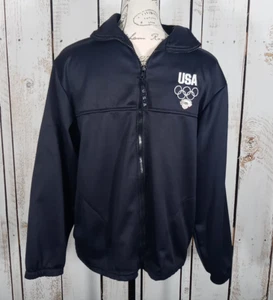 USA Olympia Trainingsjacke Herren Gr. MEDIUM dunkelblau durchgehender Reißverschluss bestickt - Bild 1 von 9