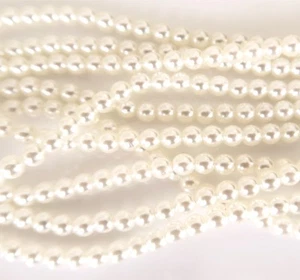 White Colour 4mm Round Czech Glass Pearl Polished Beads x 25 - Picture 1 of 1