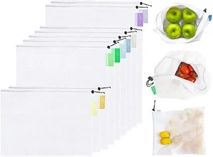 Juego de 9 bolsas de productos reutilizables premium | Frutas, verduras, almacenamiento - Imagen 1 de 9