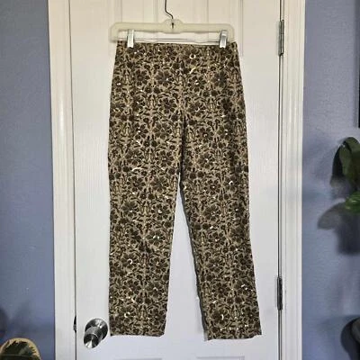 Mujeres Petite 4 DKNY Pantalones Cortos Tostados Verde Floral Lentejuelas Primavera Verano Trabajo  Foto 1 de 4