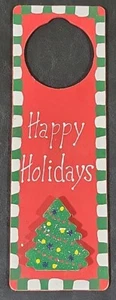 Christmas Wooden Door Hanger “Happy Holidays ” Christmas Tree - Picture 1 of 7