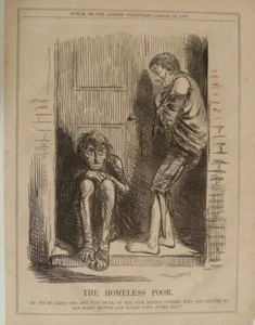 7x10" Punch Cartoon 1859 DIE OBDACHLOSEN ARMEN - Bild 1 von 1