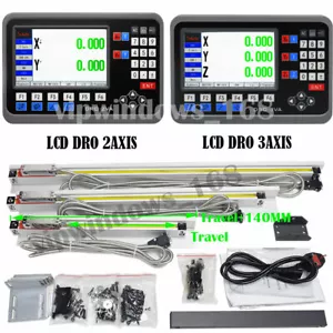 LCD DRO 2/3Axis Digital Readout Linear Glass Scale 5µm for Lathe Mill Machine - Picture 1 of 46