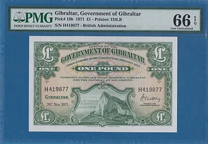 Gibraltar 1 Pound, 1971, Gem UNC-PMG66EPQ, P18b - Picture 1 of 2