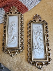 HOMCO CLASSICI ANGELI E CHERUBINI DECORAZIONE PARETE Set (2) MCM 1971 Hollywood Regency - Foto 1 di 8