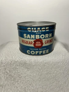 Vintage Chase And Sanborn Regular Grind Coffee Tin With Lid Empty  - Picture 1 of 24