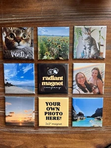 9 imanes fotográficos personalizados 2x2" regalo personalizado para parejas vacaciones familia nevera - Imagen 1 de 7