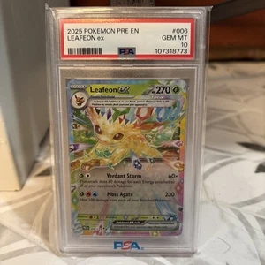 2025 POKEMON PRE EN-PRISMATIC EVOLUTIONS #006 /131 LEAFEON EX PSA 10 - Picture 1 of 4