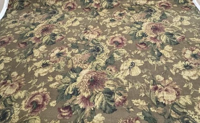 Vintage Covington Floral Linen Upholstery Drapery Fabric-By The Yard - Image 1 of 4